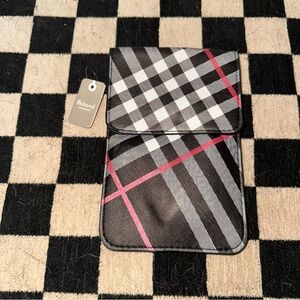 Plaid Crossbody Bag - Black and Red